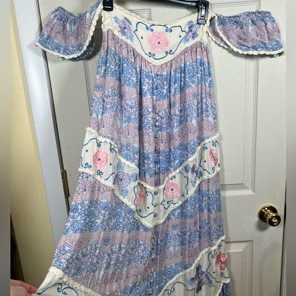 Fillyboo Maternity Vintage Bloom Boho Embroidered Garden Maxi Dress Medium - Picture 4 of 16